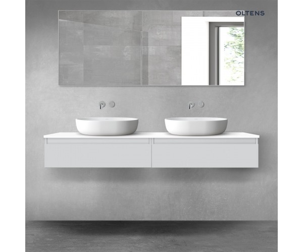 Oltens Vernal zestaw mebli łazienkowych 160 cm z blatem szary mat/biały połysk 68375700