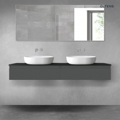 Oltens Vernal zestaw mebli łazienkowych 160 cm z blatem grafit mat/czarny mat 68376400