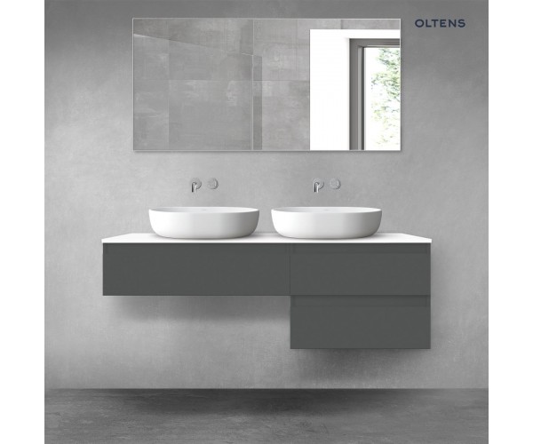 Oltens Vernal zestaw mebli łazienkowych 140 cm z blatem grafit mat/biały połysk 68290400