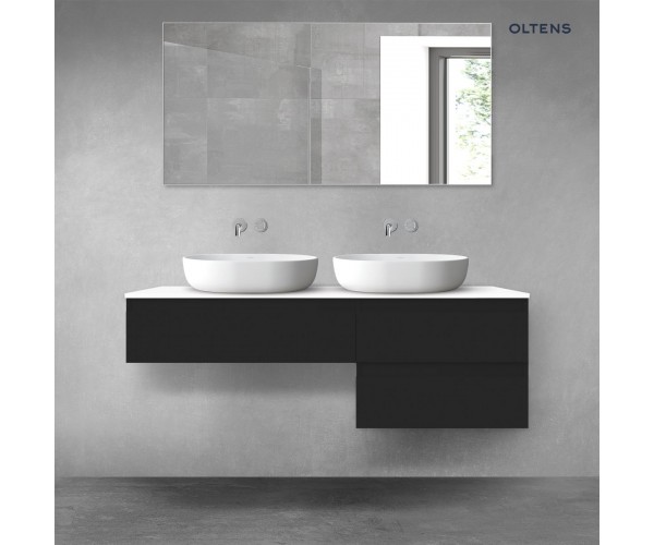 Oltens Vernal zestaw mebli łazienkowych 140 cm z blatem czarny mat/biały połysk 68290300