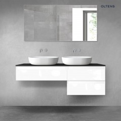 Oltens Vernal zestaw mebli łazienkowych 140 cm z blatem biały połysk/czarny mat 68290000