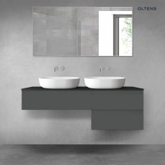 Oltens Vernal zestaw mebli łazienkowych 140 cm z blatem grafit mat/czarny mat 68291400