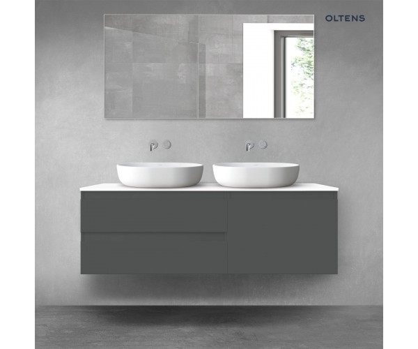 Oltens Vernal zestaw mebli łazienkowych 140 cm z blatem grafit mat/biały połysk 68294400