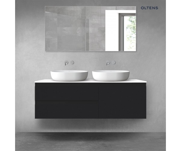 Oltens Vernal zestaw mebli łazienkowych 140 cm z blatem czarny mat/biały połysk 68294300
