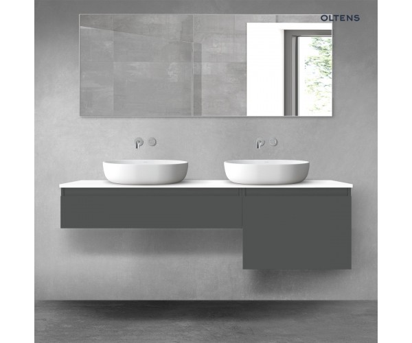 Oltens Vernal zestaw mebli łazienkowych 160 cm z blatem grafit mat/biały połysk 68345400