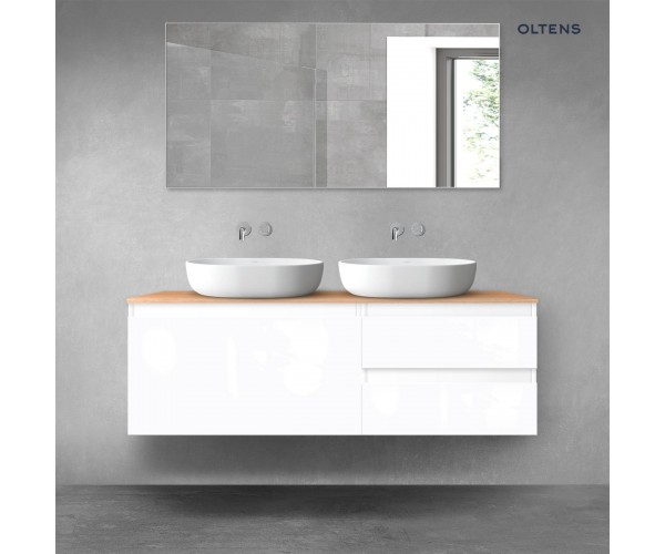 Oltens Vernal zestaw mebli łazienkowych 140 cm z blatem biały połysk/dąb 68297000