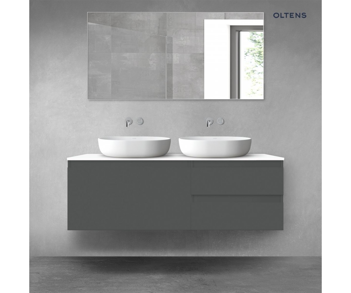 Oltens Vernal zestaw mebli łazienkowych 140 cm z blatem grafit mat/biały połysk 68298400