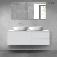 Oltens Vernal zestaw mebli łazienkowych 140 cm z blatem szary mat/biały połysk 68298700