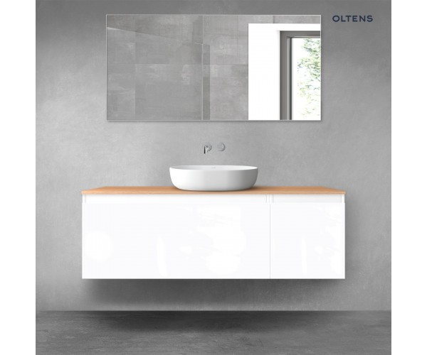 Oltens Vernal zestaw mebli łazienkowych 140 cm z blatem biały połysk/dąb 68314000