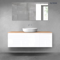 Oltens Vernal zestaw mebli łazienkowych 140 cm z blatem biały połysk/dąb 68314000