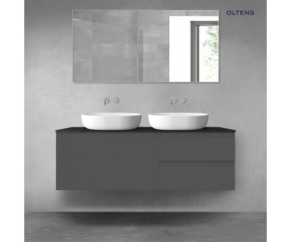 Oltens Vernal zestaw mebli łazienkowych 140 cm z blatem grafit mat/czarny mat 68299400