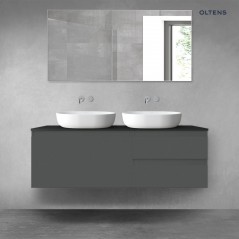 Oltens Vernal zestaw mebli łazienkowych 140 cm z blatem grafit mat/czarny mat 68299400