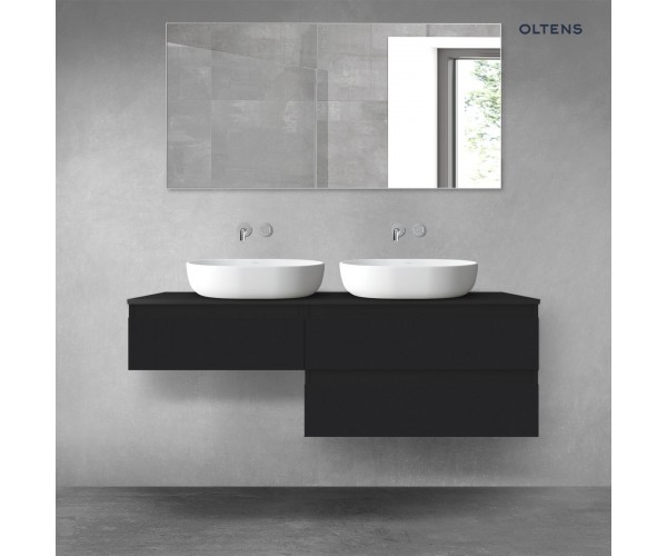 Oltens Vernal zestaw mebli łazienkowych 140 cm z blatem czarny mat 68324300