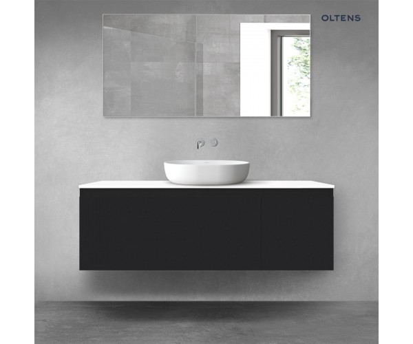 Oltens Vernal zestaw mebli łazienkowych 140 cm z blatem czarny mat/biały połysk 68316300