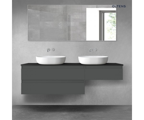 Oltens Vernal zestaw mebli łazienkowych 160 cm z blatem grafit mat/czarny mat 68350400