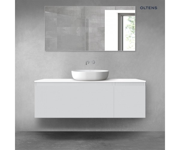 Oltens Vernal zestaw mebli łazienkowych 140 cm z blatem szary mat/biały połysk 68318700