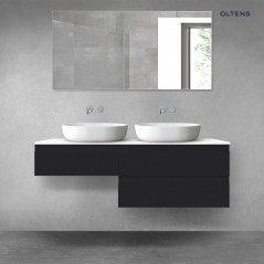 Oltens Vernal zestaw mebli łazienkowych 140 cm z blatem czarny mat/biały połysk 68326300