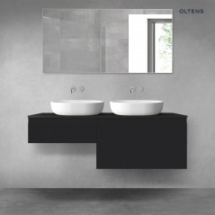 Oltens Vernal zestaw mebli łazienkowych 140 cm z blatem czarny mat 68304300