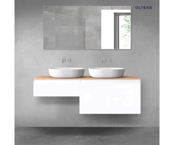 Oltens Vernal zestaw mebli łazienkowych 140 cm z blatem biały połysk/dąb 68305000