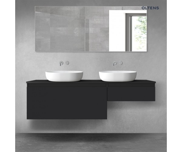 Oltens Vernal zestaw mebli łazienkowych 160 cm z blatem czarny mat 68351300