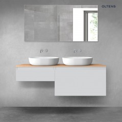 Oltens Vernal zestaw mebli łazienkowych 140 cm z blatem szary mat/dąb 68305700