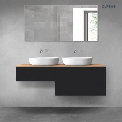 Oltens Vernal zestaw mebli łazienkowych 140 cm z blatem czarny mat/dąb 68305300