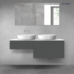 Oltens Vernal zestaw mebli łazienkowych 140 cm z blatem grafit mat/biały połysk 68306400