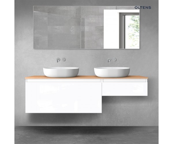 Oltens Vernal zestaw mebli łazienkowych 160 cm z blatem biały połysk/dąb 68352000