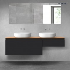 Oltens Vernal zestaw mebli łazienkowych 160 cm z blatem czarny mat/dąb 68352300