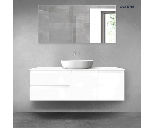 Oltens Vernal zestaw mebli łazienkowych 140 cm z blatem biały połysk 68269000