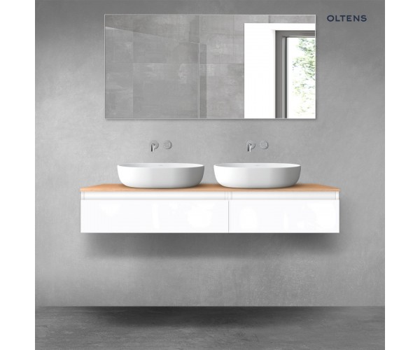 Oltens Vernal zestaw mebli łazienkowych 140 cm z blatem biały połysk/dąb 68321000