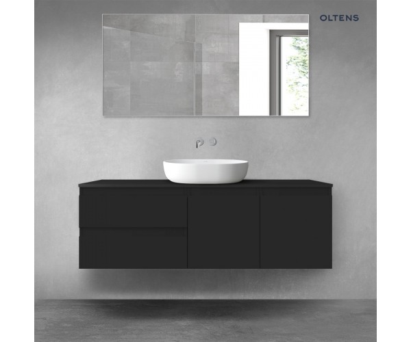 Oltens Vernal zestaw mebli łazienkowych 140 cm z blatem czarny mat 68270300