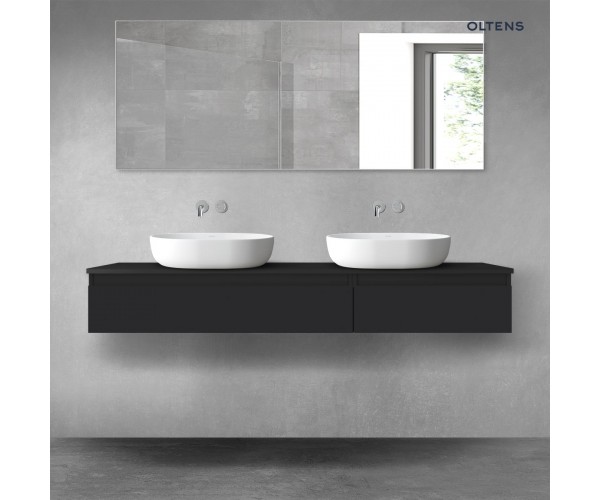 Oltens Vernal zestaw mebli łazienkowych 160 cm z blatem czarny mat 68355300