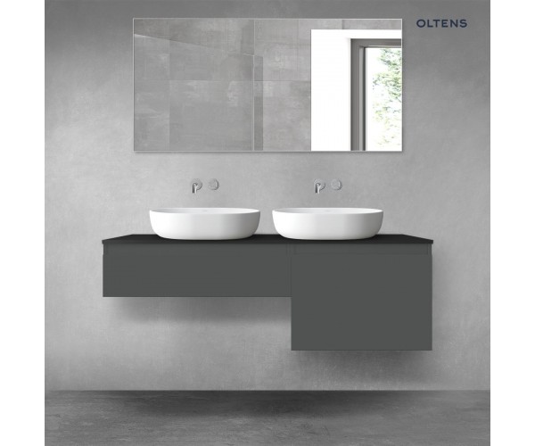 Oltens Vernal zestaw mebli łazienkowych 140 cm z blatem grafit mat/czarny mat 68311400