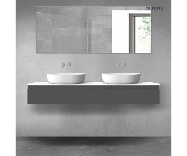 Oltens Vernal zestaw mebli łazienkowych 160 cm z blatem grafit mat/biały połysk 68357400