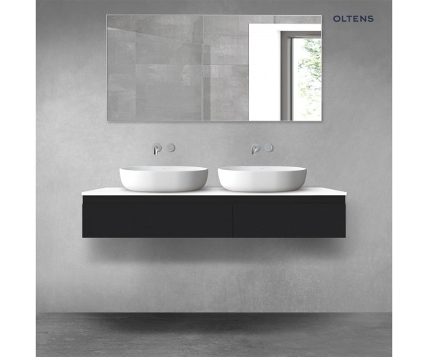Oltens Vernal zestaw mebli łazienkowych 140 cm z blatem czarny mat/biały połysk 68322300