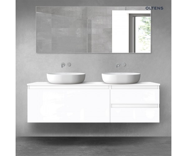 Oltens Vernal zestaw mebli łazienkowych 160 cm z blatem biały połysk 68439000