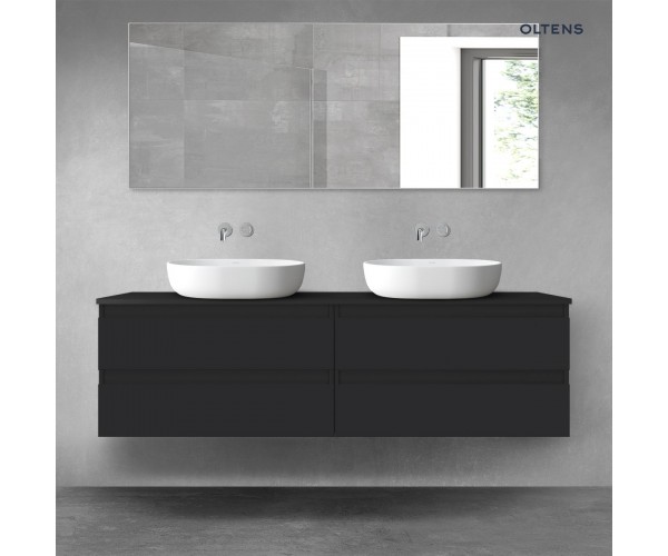 Oltens Vernal zestaw mebli łazienkowych 160 cm z blatem czarny mat 68359300