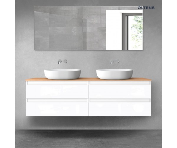 Oltens Vernal zestaw mebli łazienkowych 160 cm z blatem biały połysk/dąb 68360000