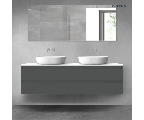 Oltens Vernal zestaw mebli łazienkowych 160 cm z blatem grafit mat/biały połysk 68361400