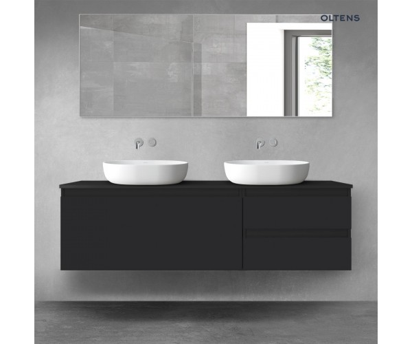Oltens Vernal zestaw mebli łazienkowych 160 cm z blatem czarny mat 68439300