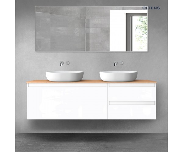 Oltens Vernal zestaw mebli łazienkowych 160 cm z blatem biały połysk/dąb 68440000