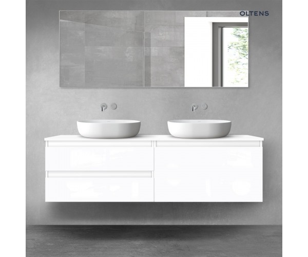Oltens Vernal zestaw mebli łazienkowych 160 cm z blatem biały połysk 68363000