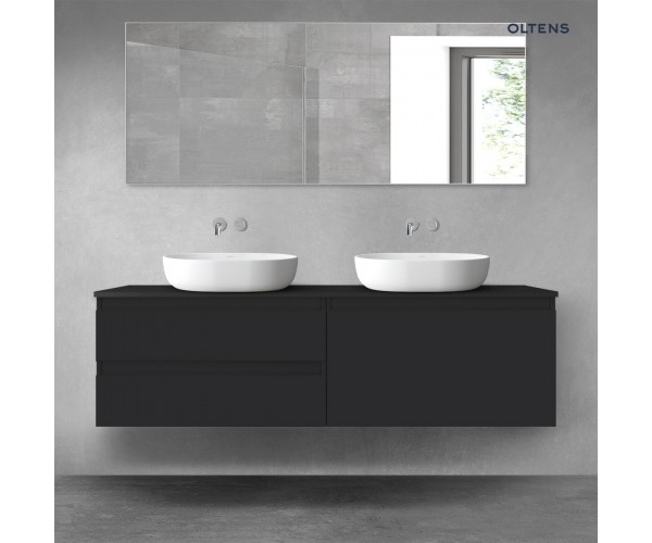Oltens Vernal zestaw mebli łazienkowych 160 cm z blatem czarny mat 68363300