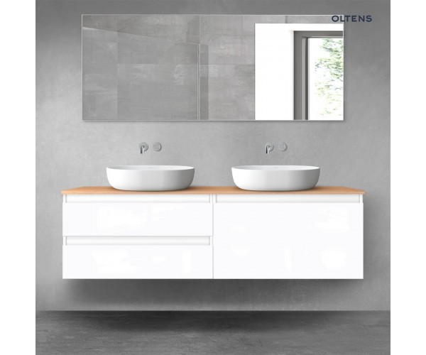 Oltens Vernal zestaw mebli łazienkowych 160 cm z blatem biały połysk/dąb 68364000