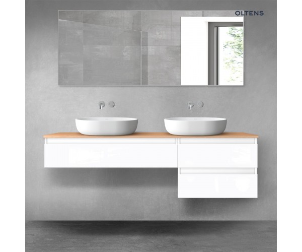 Oltens Vernal zestaw mebli łazienkowych 160 cm z blatem biały połysk/dąb 68329000
