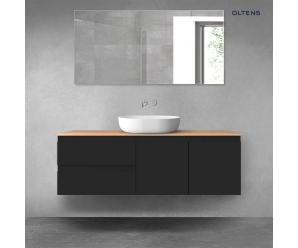 Oltens Vernal zestaw mebli łazienkowych 140 cm z blatem czarny mat/dąb 68272300