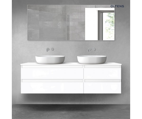 Oltens Vernal zestaw mebli łazienkowych 160 cm z blatem biały połysk 68335000