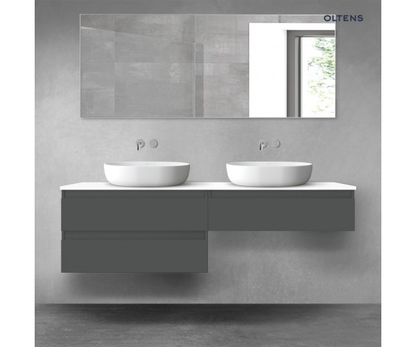 Oltens Vernal zestaw mebli łazienkowych 160 cm z blatem grafit mat/biały połysk 68367400