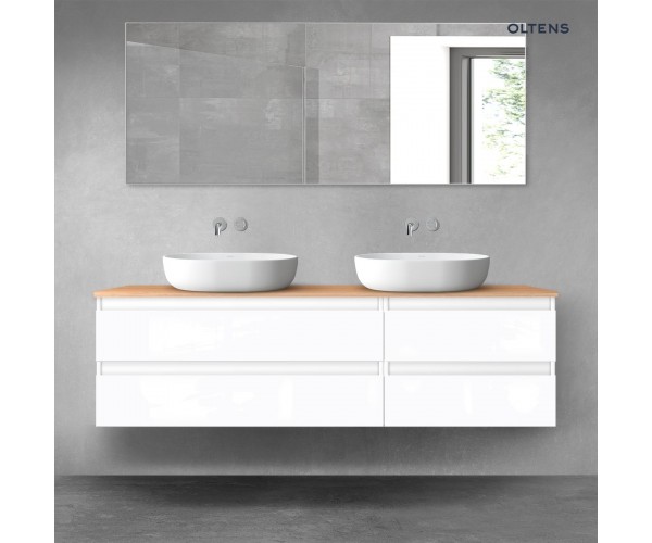 Oltens Vernal zestaw mebli łazienkowych 160 cm z blatem biały połysk/dąb 68336000